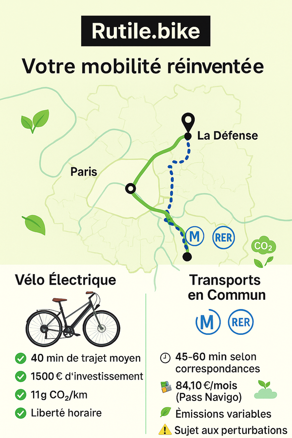 Vélo électrique ou transports en commun ? On a comparé sur un trajet Paris / Montreuil / La Défense